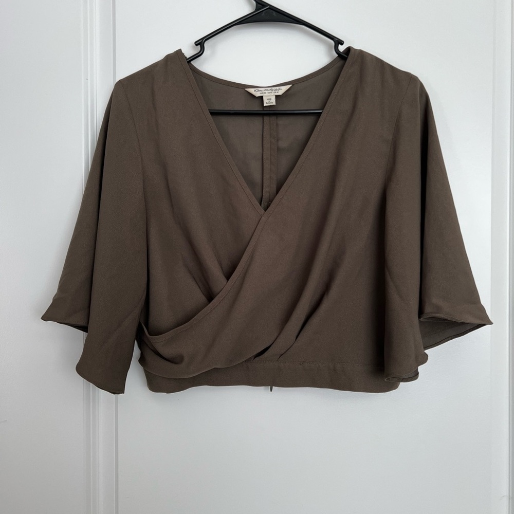 Miss Selfridge Taupe Wrap Blouse
